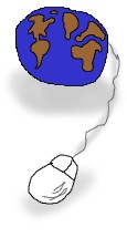a witty visual metaphor - a globe and a computer mouse